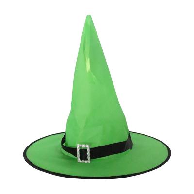 China 2023 New Halloween Black Oxford Fabric Wizard Hat Makeup Costume Props Traditional Witch Hat Witch Hats for sale