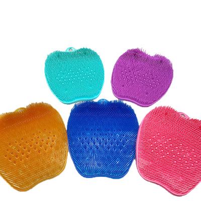 China Stocked 2023 New Apple Shape Silicone Shower Feet Massage Mat Soft Foot Scrubber Massage Protective Feet Brush for sale