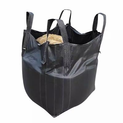 China Breathable high quality 1000kg -1500kg jumbo bag opening to anti UV load bearing black 1 ton fibc bag big ton bags for sale