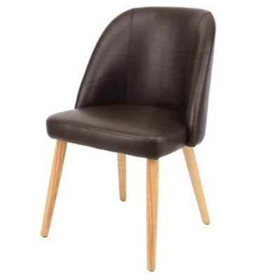 China Modern Modern Designer Restaurant Furniture Leather Dining Chairs Wooden Legs for sale