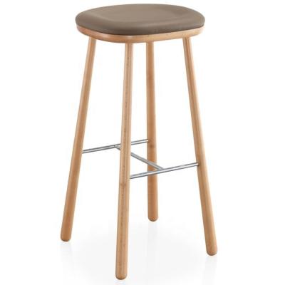 China Wholesale Customized Modern Furniture Cushion Metal Step Bar Stool Leather Upholstered Wood Chair for sale