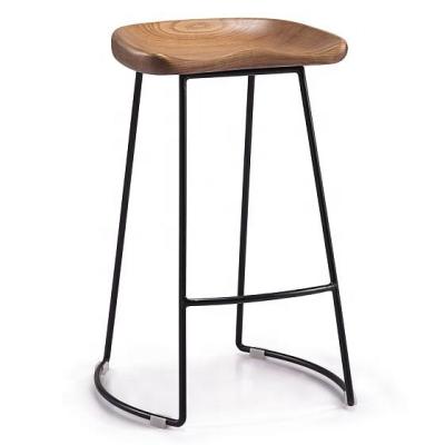 China Modern Iron Foot Metal Wood Seating Bar Stool for sale