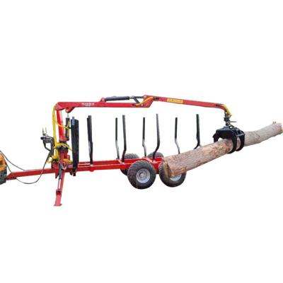 China Farms Forestry Log Timber Trailer With Crane Grapple For Tractor Hot Sale for sale