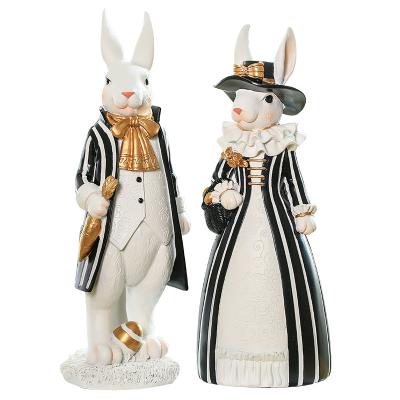 China Europe New Arrivals Figurine Rabbit Ornament Mr. and Mrs. Rabbit Couples Resin TV Display Decor for sale