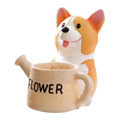 China Dog Shape Flower Pots Plants Pots Resin Planter Pots Modern Cute Cute Succulent Garden Desktop Decoration for sale