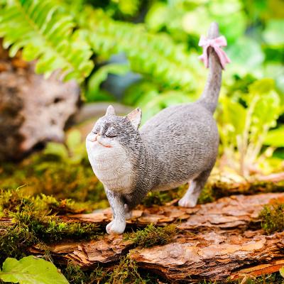 China Lovely Gray Walking Cat Animal Ornament home decorations gift delicacy miniature figurine collections for sale