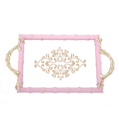 China Eco - Friendly Resin Mirror Tray With Handle Saving Tray For Decorative for sale