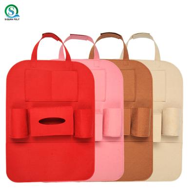 China Laser Cut Car Seat Storage Bag Auto Multi-pocket Felt Covers Organizer Storage Holder Seat Back Organizers for sale