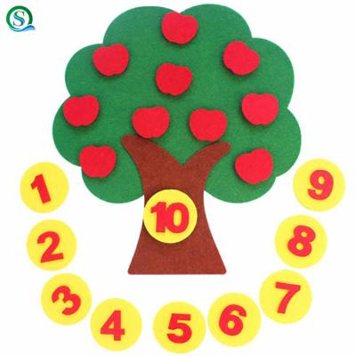 China Preschool Supplies Set Of Eco - Friendly Kids Educational Toys Felt Apple Trees Fabric DIY for sale