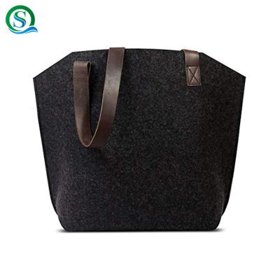 China 100% Eco-Friendly Gray Reusable Felt Grocery Shopping Handbag Finger Bags For Women for sale