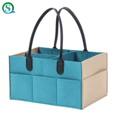 China Tote Bag Customized Felt Baby Diaper Bag Storage Felt Bag With Double Color for sale