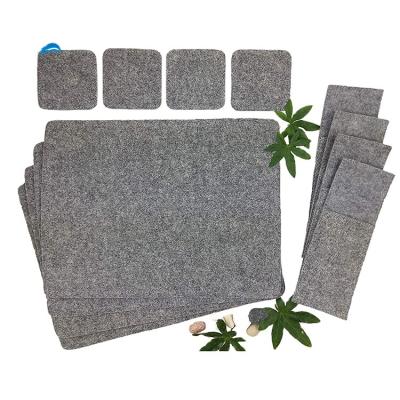 China Sustainable household decoration felt mat set including 4pc coaster, 1pc table mat, 1pcs cutlery pouch for sale