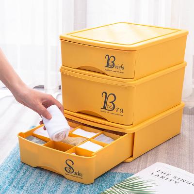 China Viable Household Plastic Grid Underwear Bra Bangs Panty Organizer Storage Box Compartment Drawer Type for sale