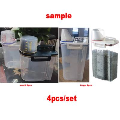 China Freshness Preservation Sample 4pcs/set Plastic Clear Food Storage Bottles Dry Food Container With Pour Lids for sale