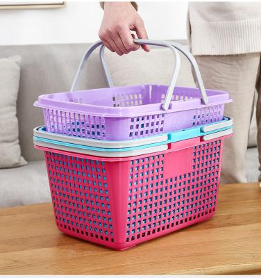 China FOOD Customized Plastic Supermarket Carry Basket, Hand Baskets, Store Colors Shopping Basket for sale