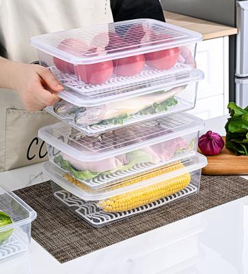 China Food Heatable Plastic Egg Containers Classification Drawer Crisper Kitchen Box Refrigerator Fresh-keeping Storage Box for sale