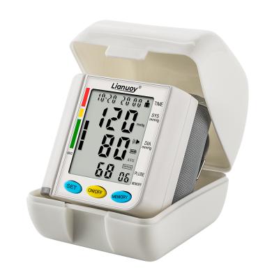 China Hefayl Digital Hospital LCD Display Wrist Blood Pressure Monitor Palm Home Medical Automatic Sphygmomanometer Wireless Cuff for sale