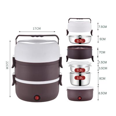 China Portable Three Layer Office Worker Food Heater Lunch Box Electric Lunch Box Can Plug In Electric Heating Cooking Crisper Hot Box for sale