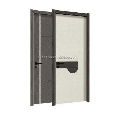 China Sound Insulation Bosya Door Western Wood Solid Teak Wood Doors In Interior Modern Design Real Wood Door for sale