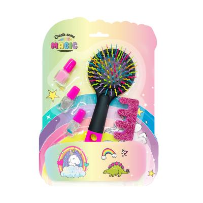 China Non-Toxic Cosmetic Nail Art Children Makeup Kit Kids Glitter Nail Polish Set Toy Makeup Set Custom Accessories with Cushion Comb for sale