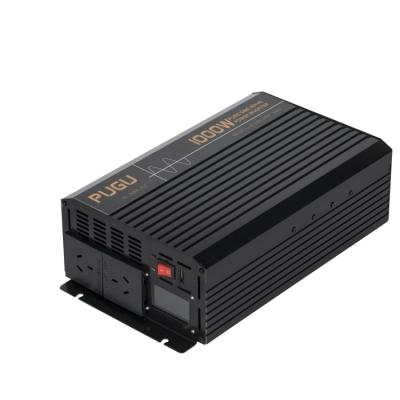 China Aluminum Alloy 1000W 12V/120V USA Plug In Pure Sine Wave Power Inverter With Battery Charger for sale