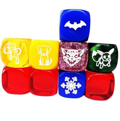 China Custom Logo And Die Cut Patterns Dice Leisure Entertainment Dice Set 6 Side for sale