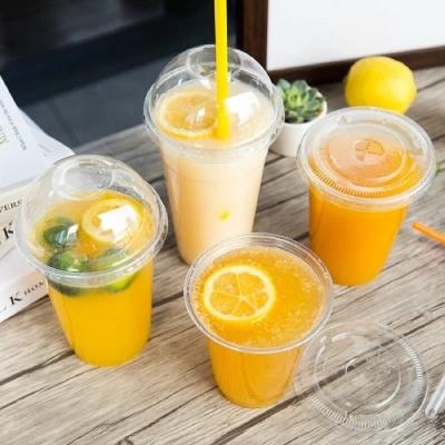 China PET Flat Lid Suitable For PET Beverage Iced Coffee Cold Desert Clear Plastic Shaved Ice Cup Printing With Lid And Straw Wholesale for sale