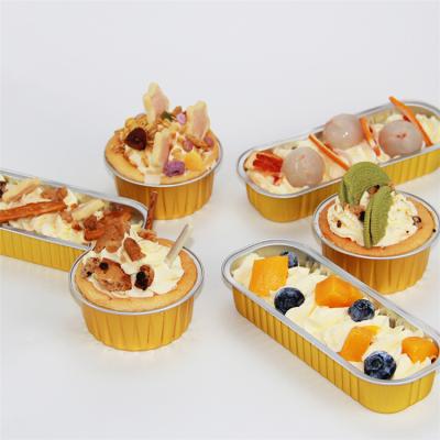 China Hot Selling Casual Food Tray Gold Container Aluminum Foil Box With PP Plastic Cover for sale