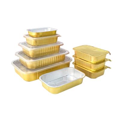 China Custom Printed Paper Tray Packaging Aluminum Containers Aluminum Casual Food Container With Lid for sale