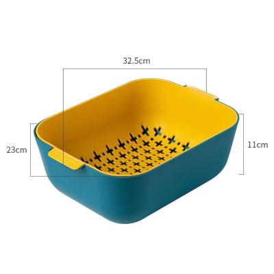 China Plastic Kitchen Stocked Dish Drain Wash Basin Fruit Vegetable Drying Storage Basket With Handle for sale