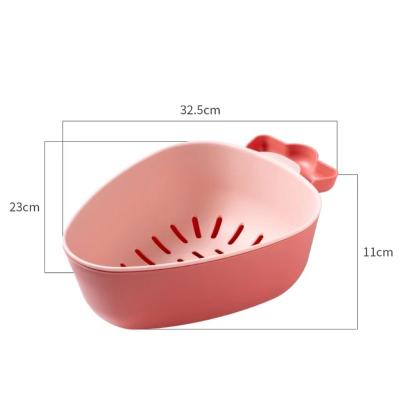 China Amazon Hot Selling Plastic Stocked Non Slip Double Layer PP Plastic Kitchen Fruit Vegetable Drain Basket for sale