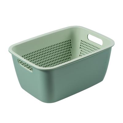 China Plastic Storage Basket Drain Strainer Basin Kitchen Fruit Storage Basket Vegetable Washing Stored Vegetable Wash for sale