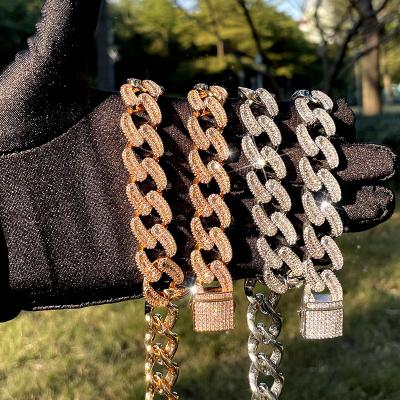 China wholesale Non-fading Hip Hop Iced Out Custom CZ Diamond Cuban Link Chain Necklace Jewelry 14k 18k Silver Gold Plated For Women Men for sale