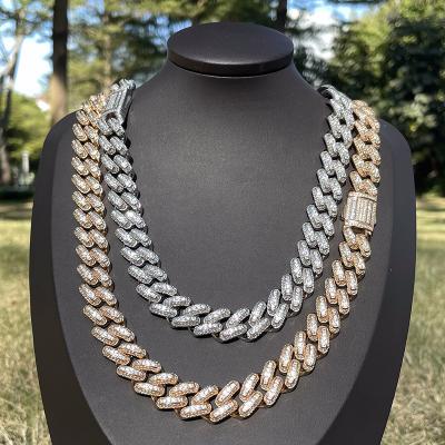 China wholesale Non-fading Iced Out Cuban Link Chain CZ Diamond Hip Hop Necklace Custom Silver 14k 18k Gold Plated For Women Men for sale