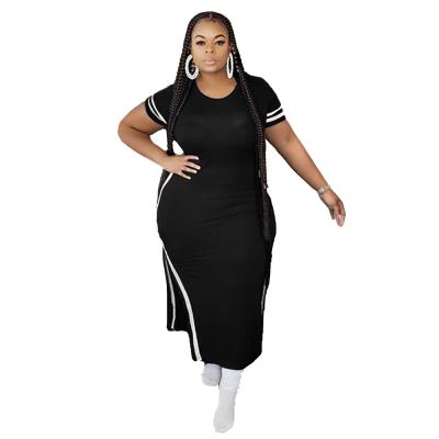 China Antistatic New Summer Plus-Size Dress Round Neck And Short Sleeves T-shirt Dress for sale