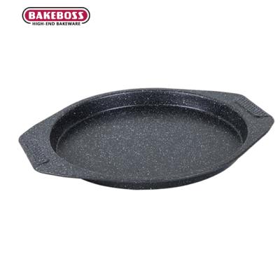 China High Quality Home Kitchen Restaurant BAKEBOSS Round Perforated Holes Style Oven Use Non Stick Carbon Tray Dish Steel Baking Pans Pastry Pie Pizza for sale