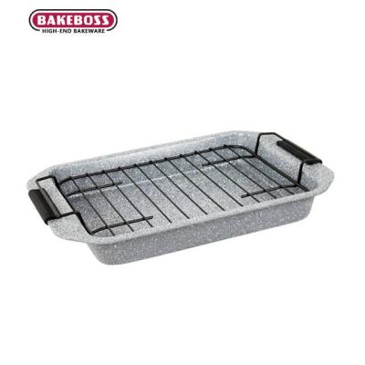 China Wholesale Disposable BAKEBOSS Rectangular Bake Pan Roasting Turkey Pan Easy Clean Surface Nonstick With Holder for sale