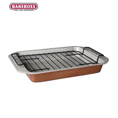 China BAKEBOSS Turkey Disposable Casserole With Non-Stick Coating Rack Pan Baking Dishes Large Roaster And Pans Carbon Steel for sale