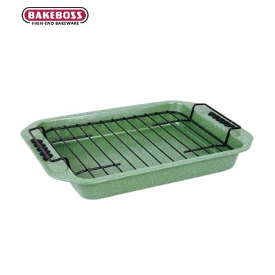 China BAKEBOSS Carbon Steel Disposable Roasting Pan with Rack Pan Turkey Roaster Lasagna Pan for sale