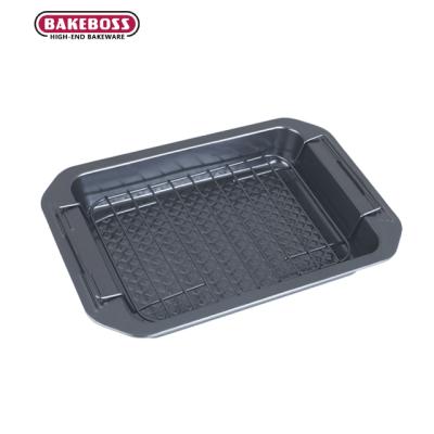 China BAKEBOSS Bakeware Disposable Cake Pan Non Stick Tray Carbon Steel Bake Dish For Oven Baking Sheet With Removable Rack for sale