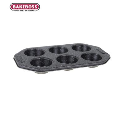 China Kitchen Restaurant BAKEBOSS 6 Cavity Muffin Carbon Steel Home Cupcake Pan Tray Nonstick Muffin Carbon Steel Molds Baking Pan Kitchen Acce Cupcake Baking Pan Bakeware for sale