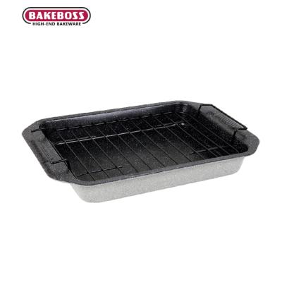 China Carbon Steel Disposable Gold BAKEBOSS Baking Tray With Stand Non Stick Turkey Roasting Cooling Pan for sale