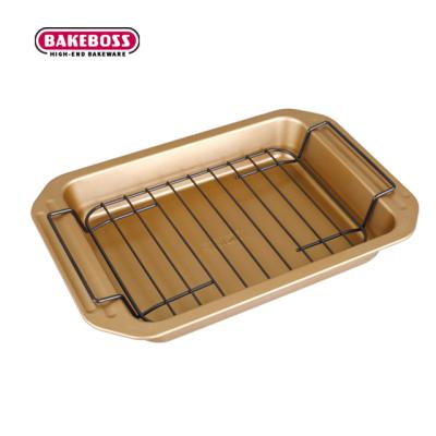 China BAKEBOSS Turkey Disposable Casserole with Pan Carbon Steel Non-Stick Coating Roaster Rack Combination Large for sale