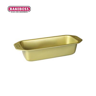 China Square Loaf Pan Tray Marble Coating Yellow Carbon Steel Loaf Bakeware Home Kitchen Restaurant BAKEBOSS Small for sale