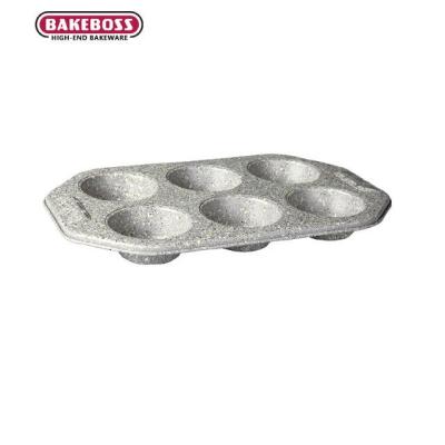 China Home Restaurant BAKEBOSSBakeware Kitchenware 6 Cups Non-stick Round Mold Bread Silicone Pan Baking Tray Mousse Cake for sale