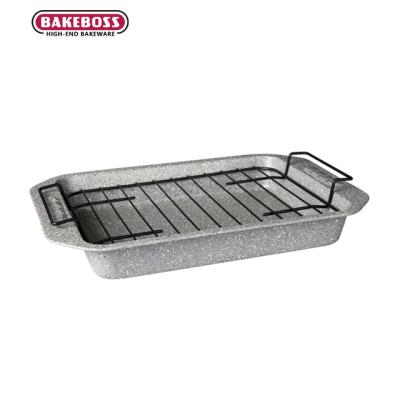 China BAKEBOSS Rotisserie Baking Supplies Tray With Rack Roasting Oven Disposable Rectangular Pan for sale