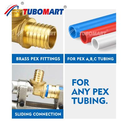 Китай 1/4 3/8 1/2 3/4 дюйм Pex скользящий фитинг натуральный латунь цвет PEX трубы фитинг продается