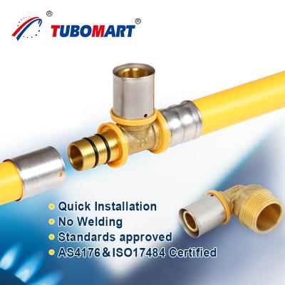 China Tubomart Gas Supply PEX Al PEX Pipe Composite Laser Plumbing Materials Yellow Customized Per Roll PEX Gas Pipe for sale