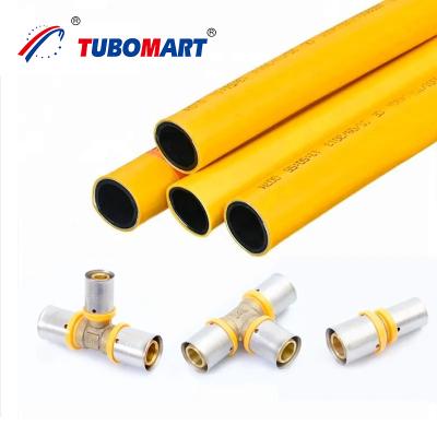 China OEM Yellow PEX Fittings Messing gasleidingsysteem 16-32MM Equal Socket PEX Press Fitting Te koop