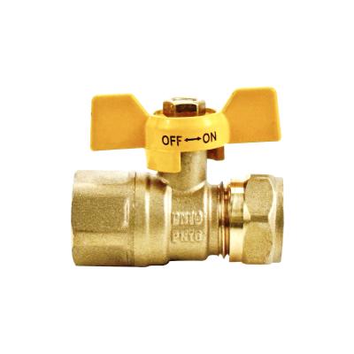 China OEM Brass Gas Nozzle Valve Butterfly Handle Brass Ball Valve For PEX-AL-PEX Pipe Te koop